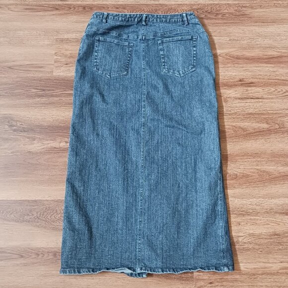 Charter Club Long Denim Maxi Skirt Modest Front Slit Size 10 - Picture 5 of 5